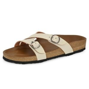 Centrino Women’s Berkin-Style Slip-On Sandals | Open Toe Design | Soft PU Footbed | Lightweight & Comfortable | Arch Support | On-Grip Sole | Casual Outdoor Wear (7691)